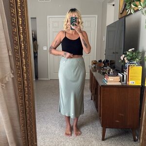 Tilda Slip Skirt - Midi length, Light Sage, woman’s Small